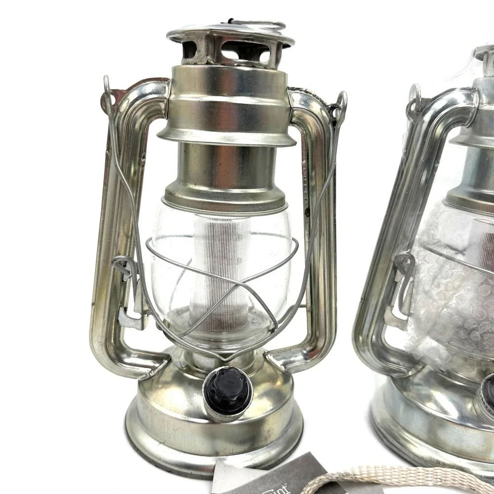 Vintage LED Lantern Set of 2 Silver Northpoint Home Collection